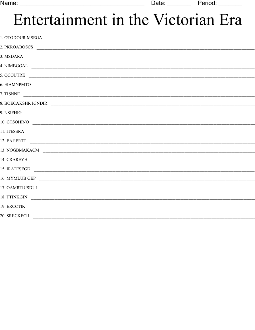 Entertainment in the Victorian Era