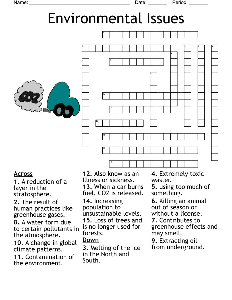 Environmental Issues  Crossword