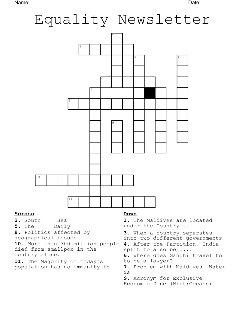 Equality Newsletter Crossword