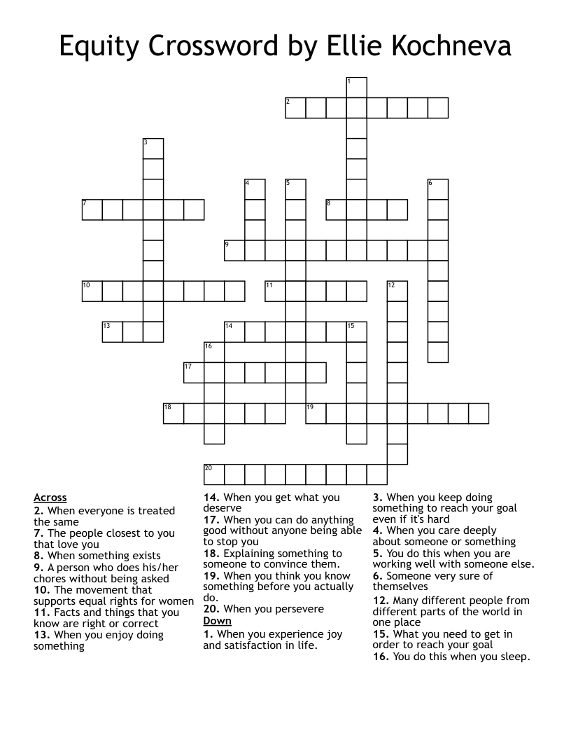 Equity Crossword by Ellie Kochneva