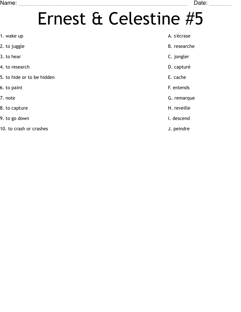 Ernest & Celestine #5 Worksheet
