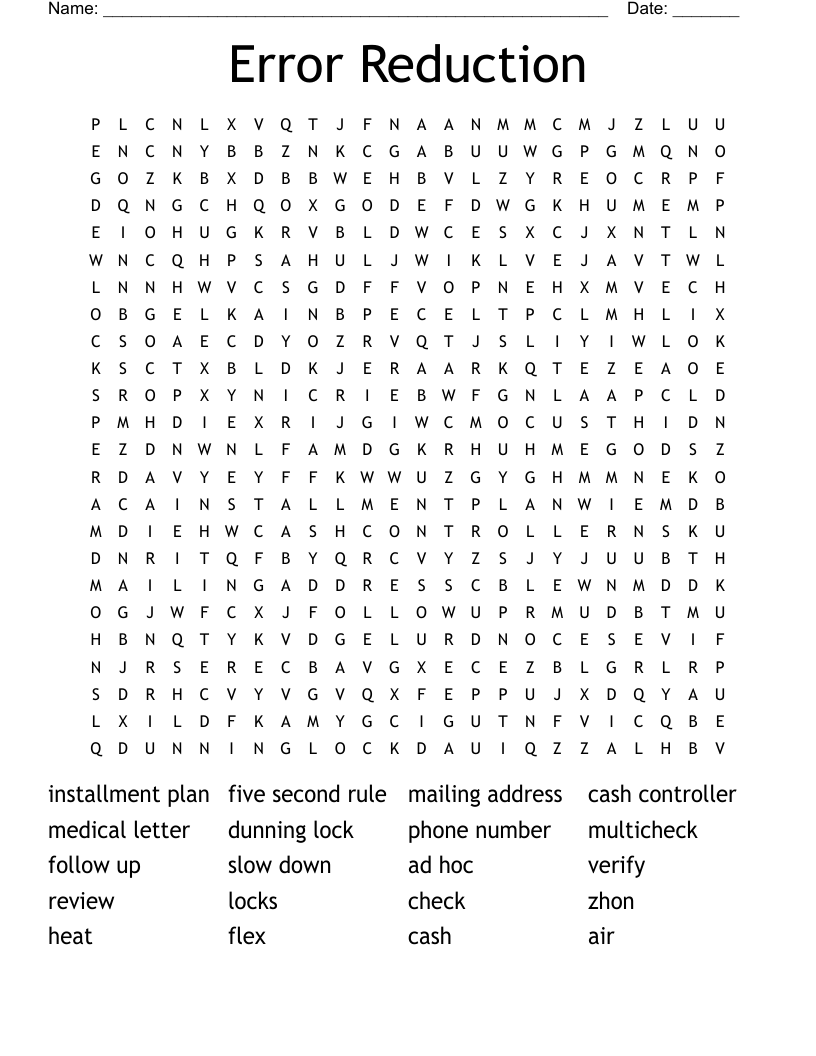 Error Reduction Word Search