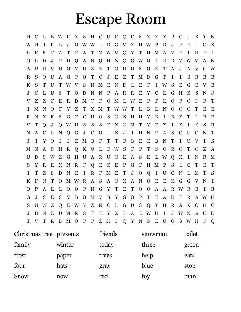 Escape Room Word Search