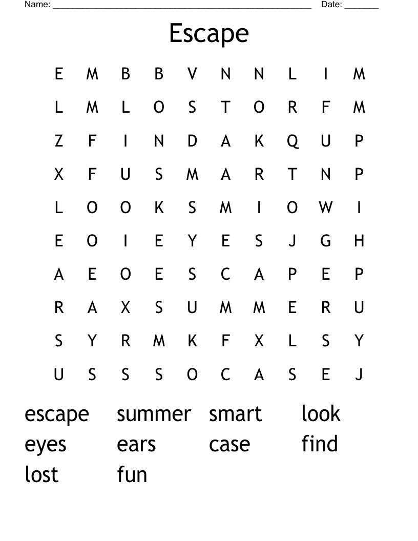 Escape  Word Search