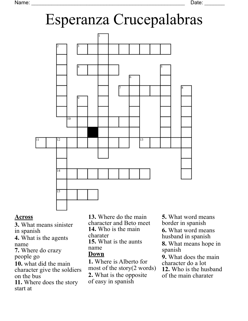 Esperanza Crucepalabras Crossword
