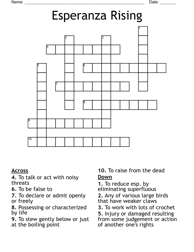Esperanza Rising Crossword
