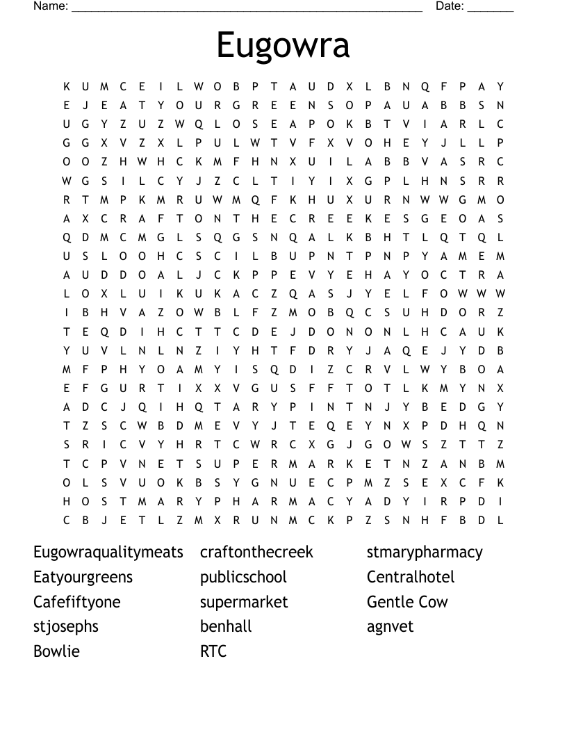 Eugowra Word Search