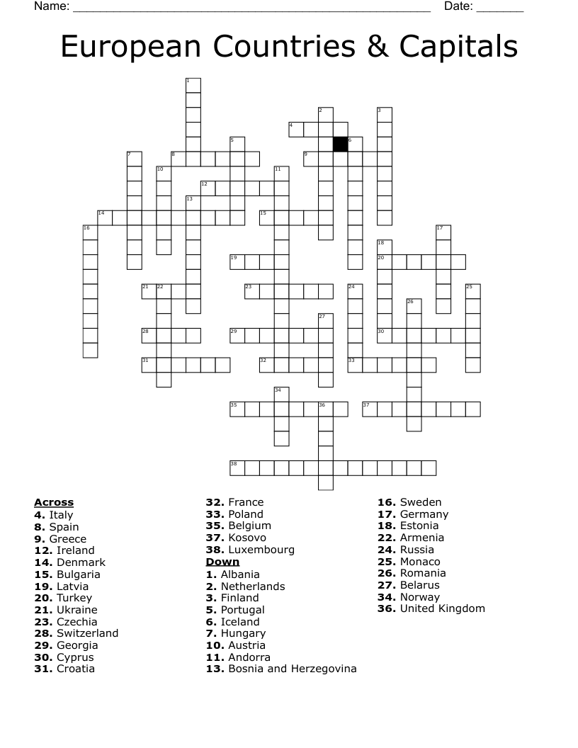 Similar To European Cities Quiz Worksheet WordMint