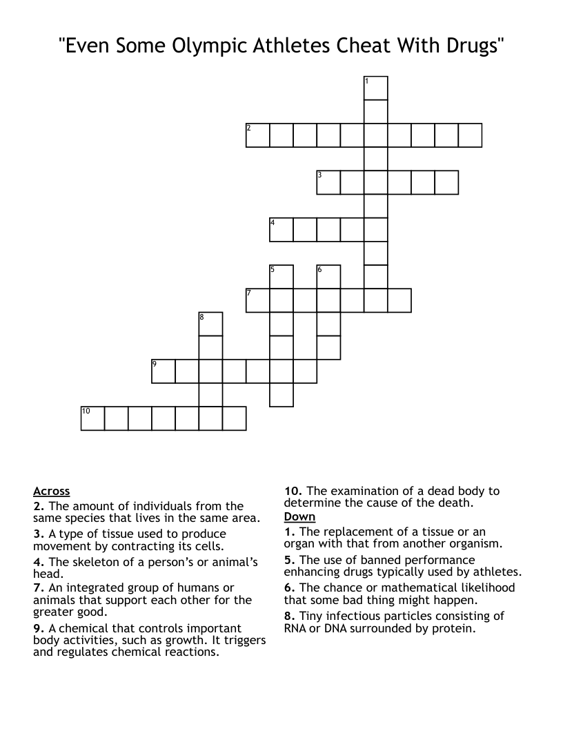 "Even Some Olympic Athletes Cheat With Drugs" Crossword WordMint