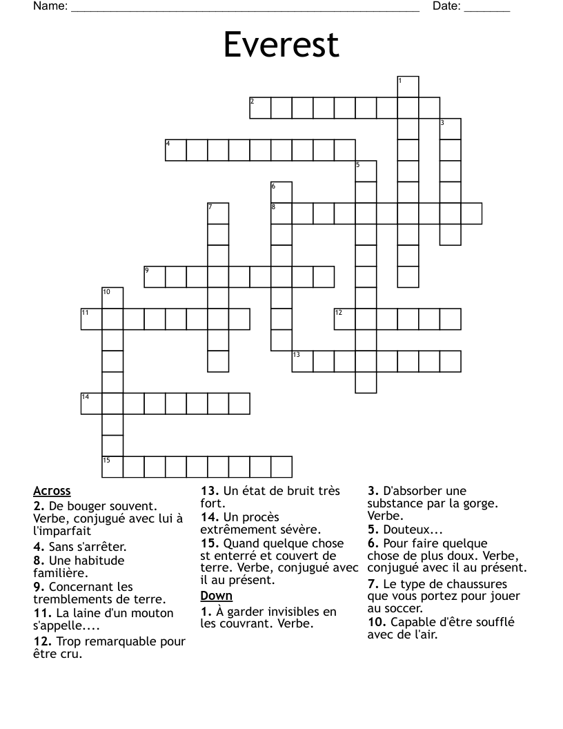 Everest Crossword WordMint Everest Crossword WordMint