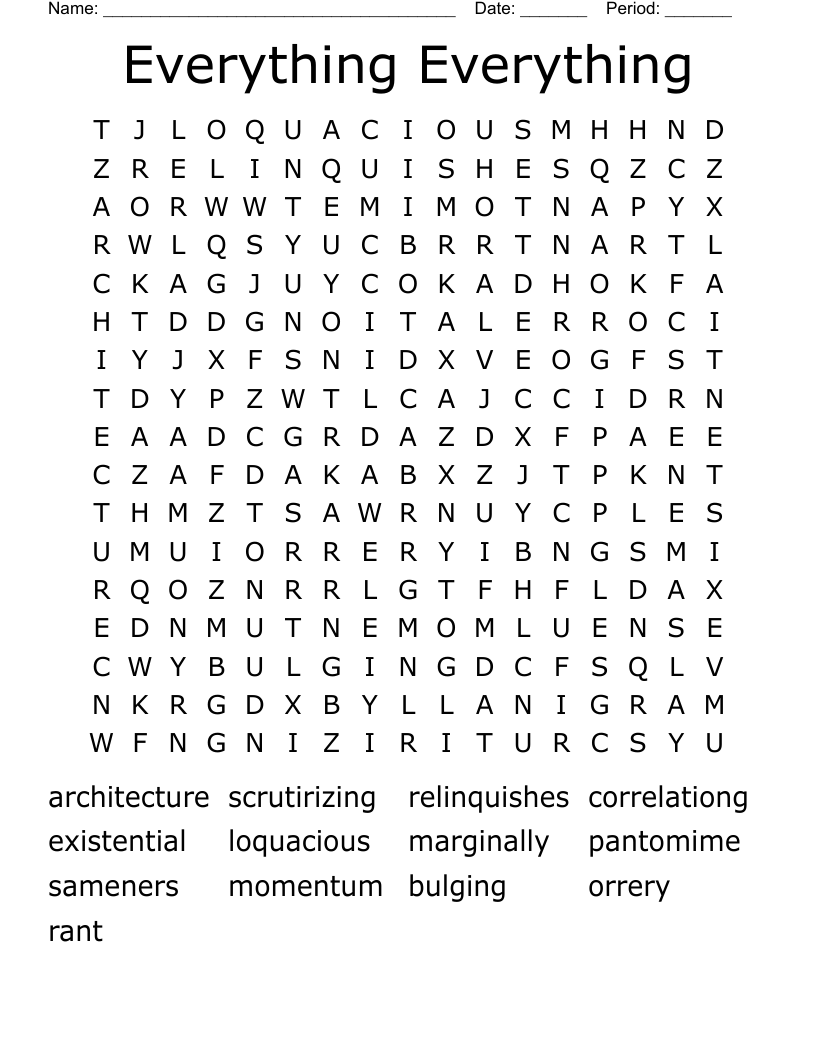 Everything Everything  Word Search