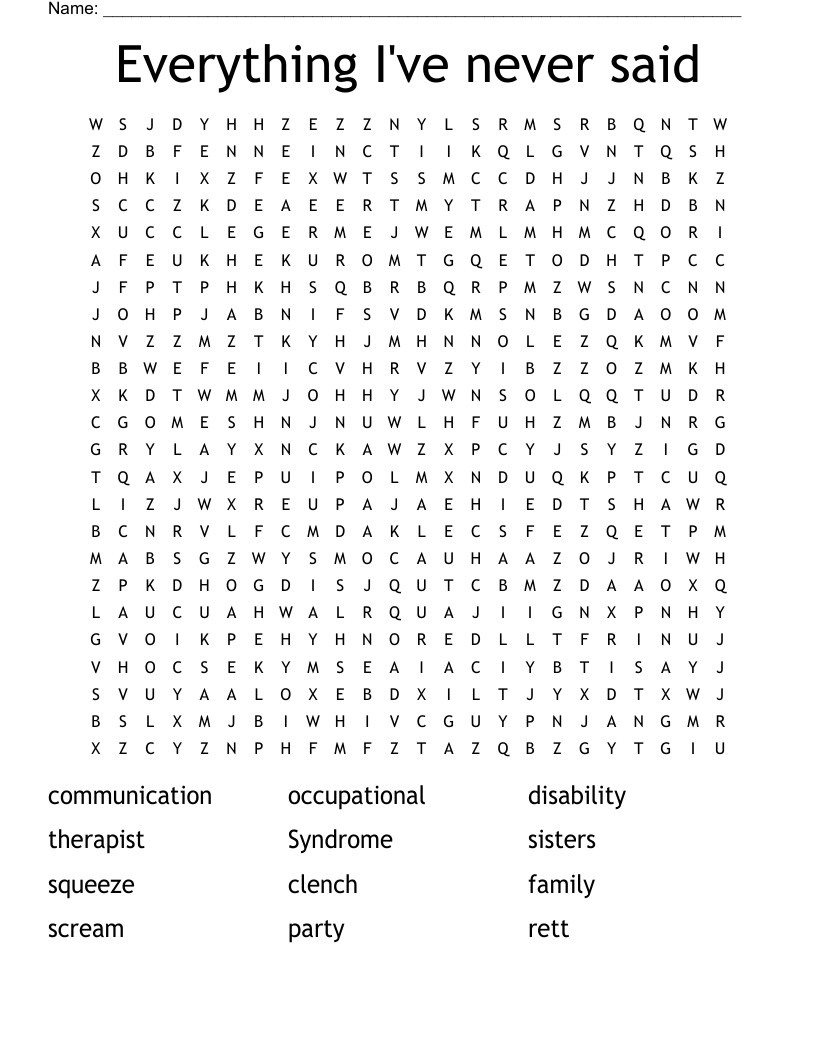 Everything I've never said Word Search