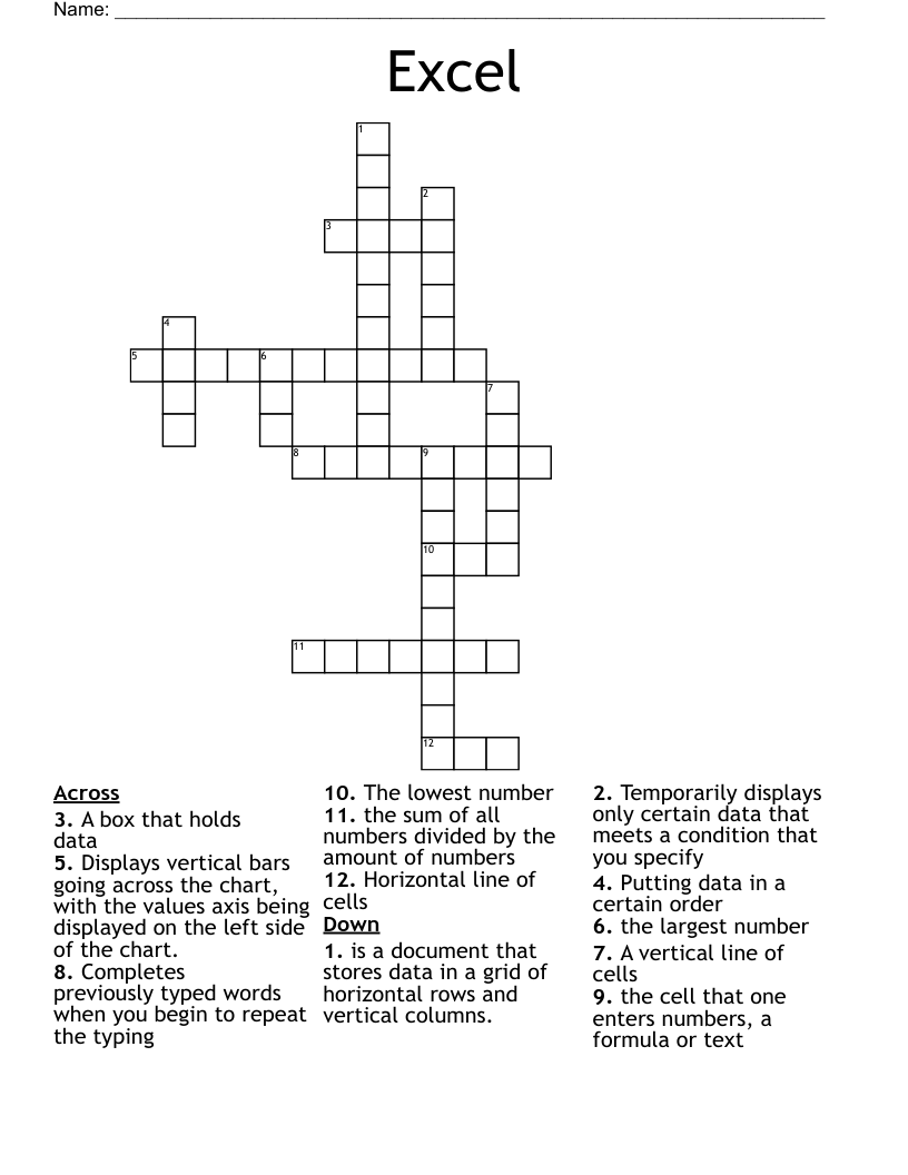 Excel Crossword WordMint