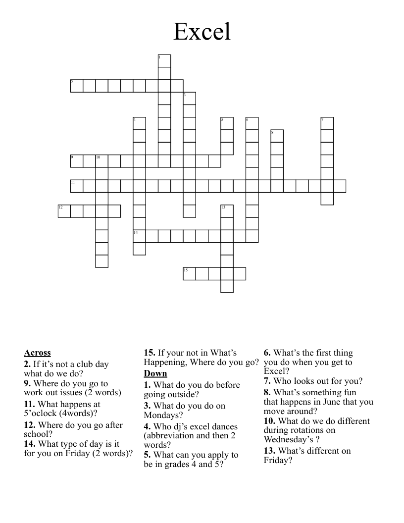 Excel Crossword WordMint