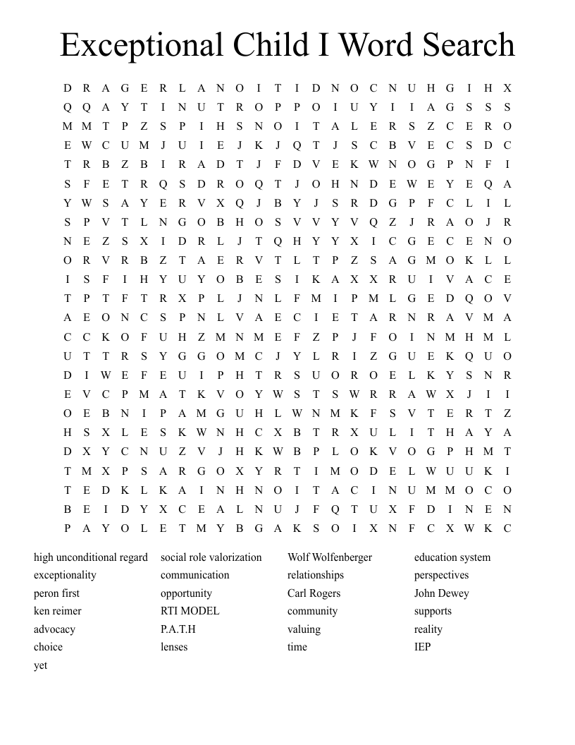 Exceptional Child I Word Search
