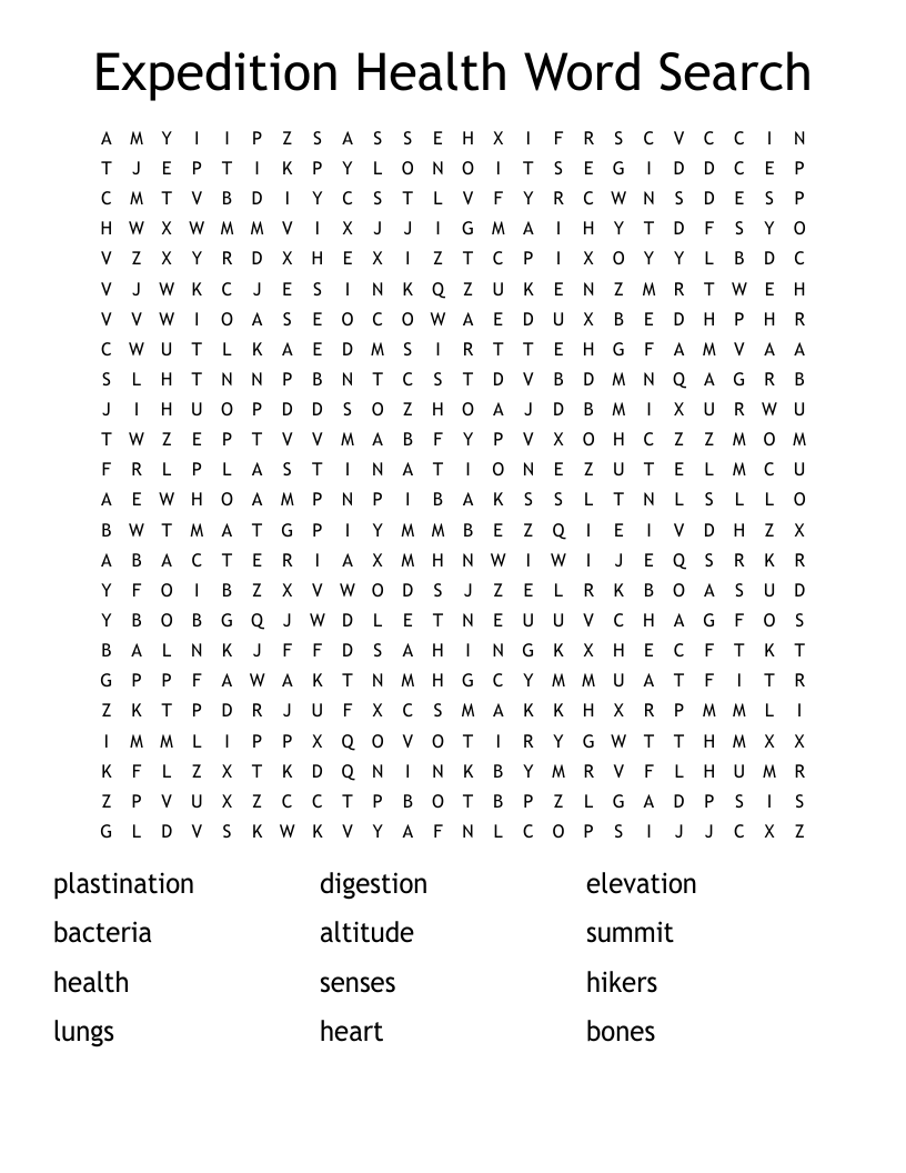 Expedition Health Word Search