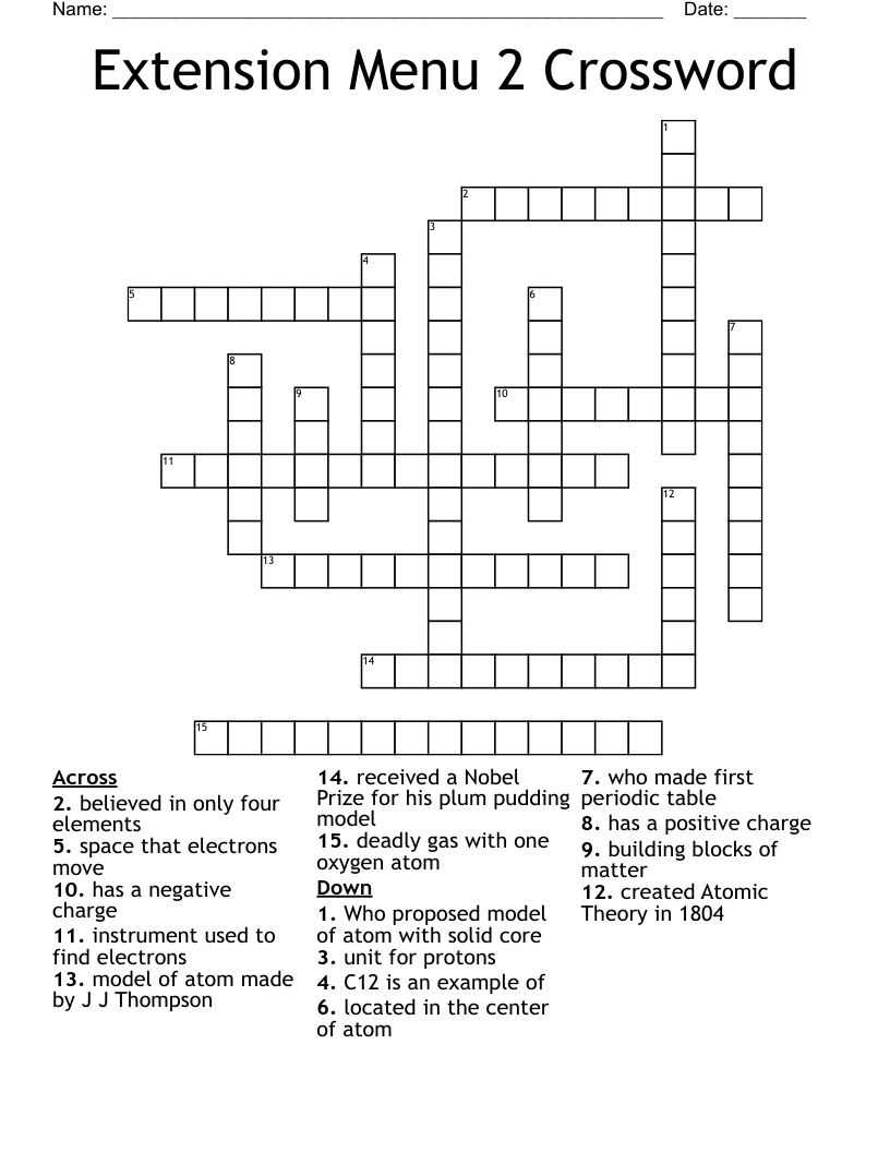 Extension Menu 2 Crossword WordMint