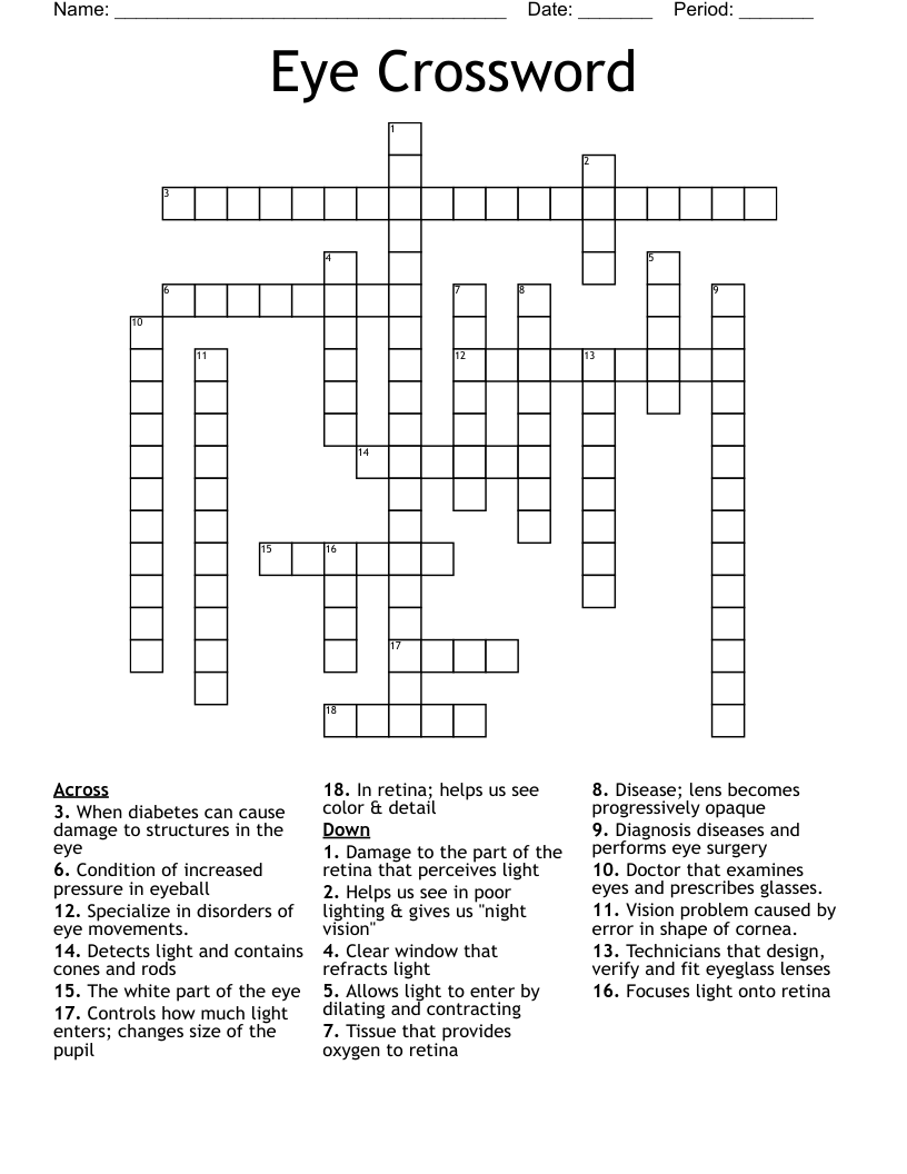 Mirror Eyes Free Printable Crosswords Printable Form Templates And 