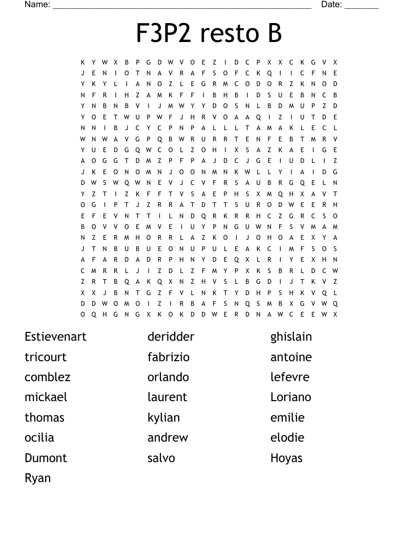 F3P2 resto B Word Search