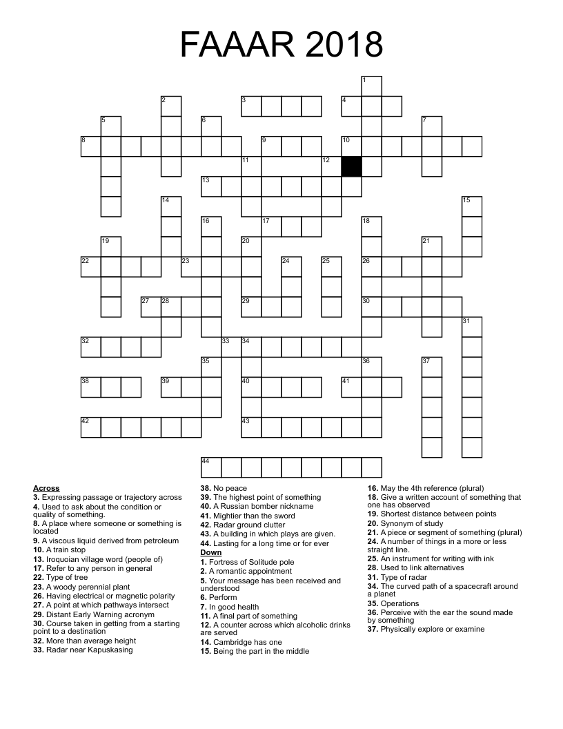 FAAAR 2018 Crossword