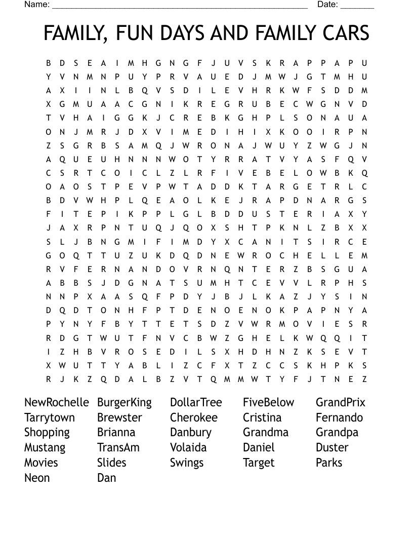 FAMILY, FUN DAYS AND FAMILY CARS