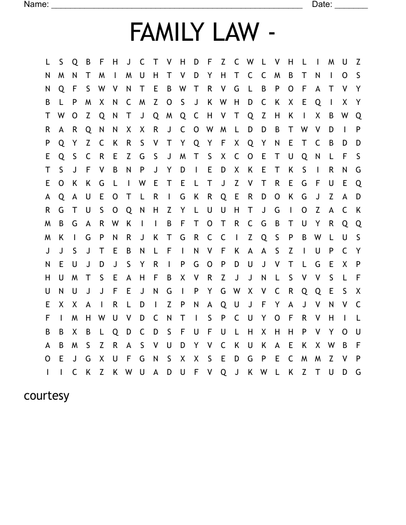 FAMILY LAW -  Word Search