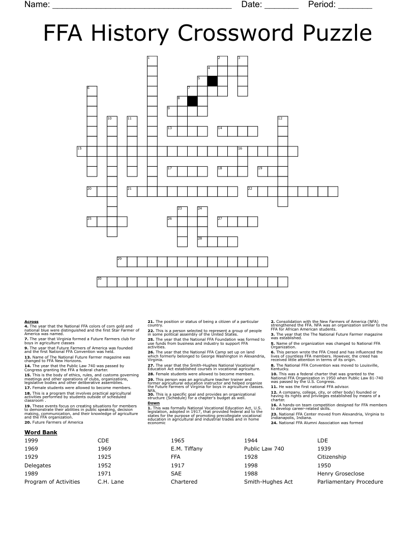 Ffa History Worksheet
