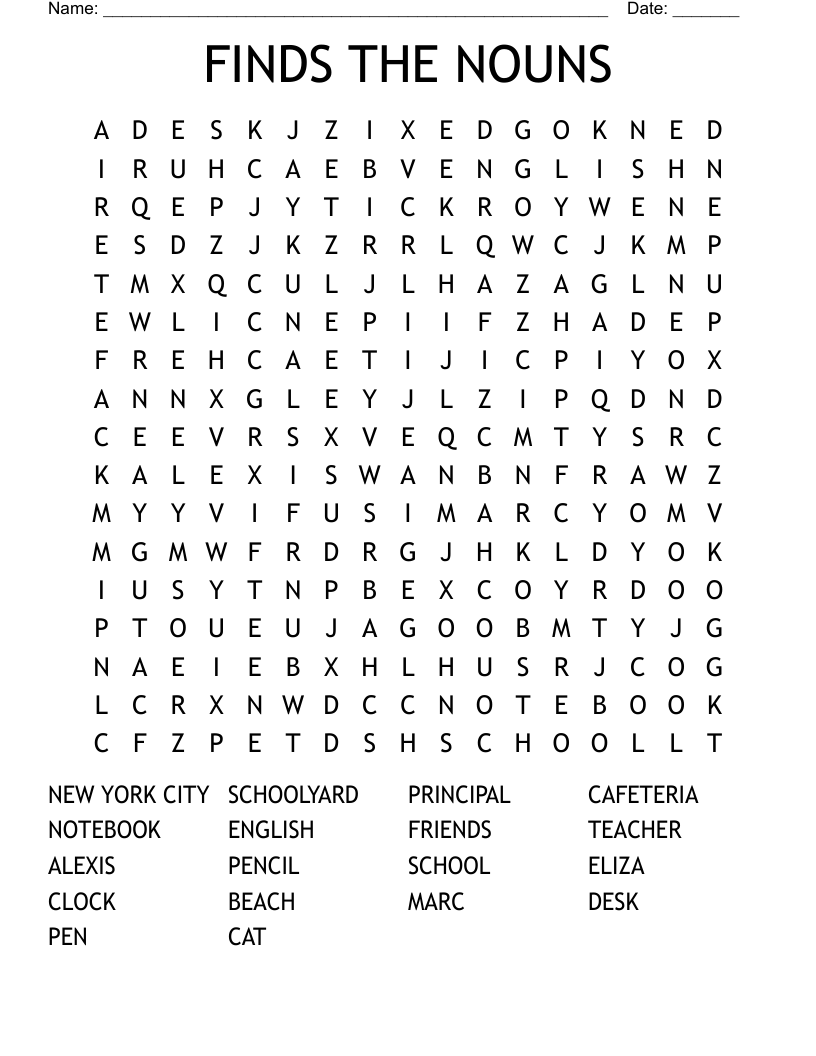 FINDS THE NOUNS Word Search