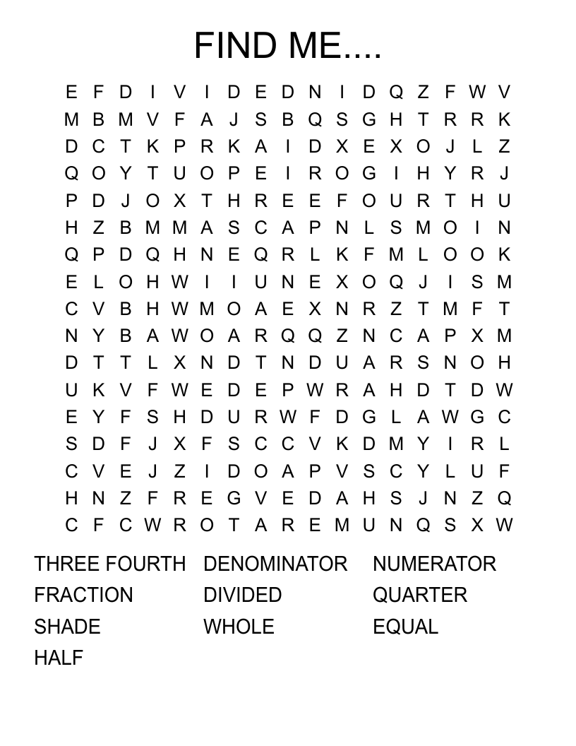 FIND ME.... Word Search