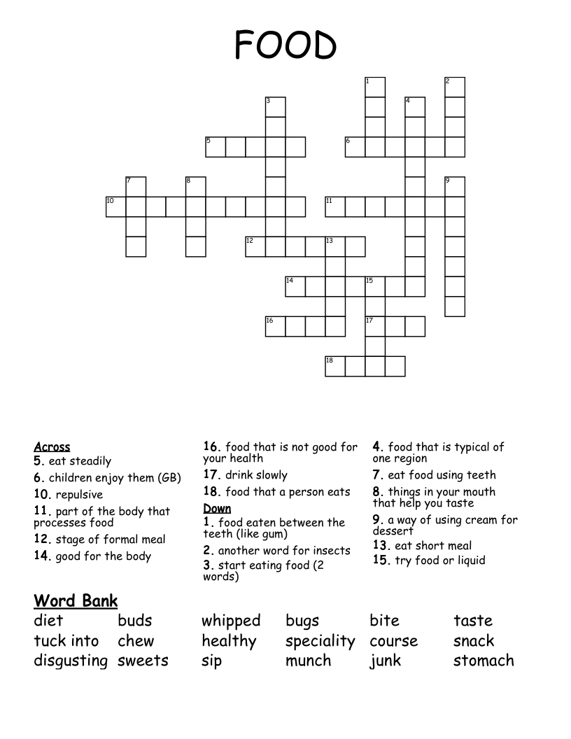 FOOD Crossword