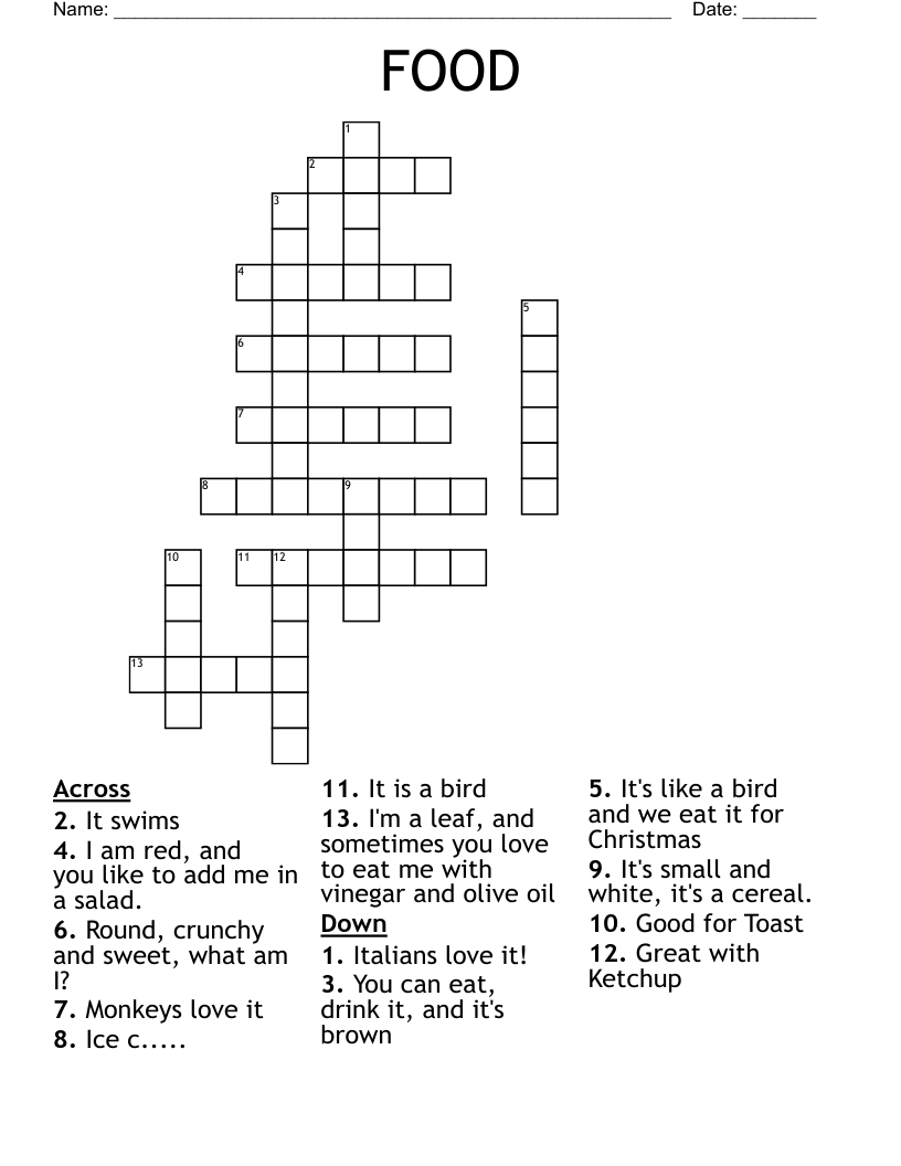 FOOD Crossword