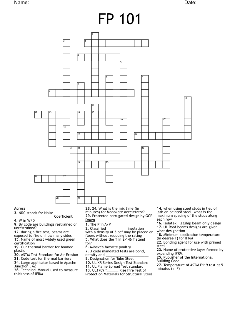 FP 101 Crossword WordMint