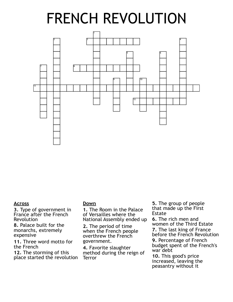 FRENCH REVOLUTION Crossword