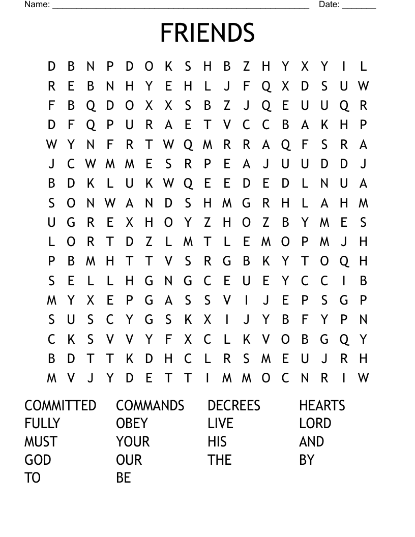 FRIENDS Word Search WordMint