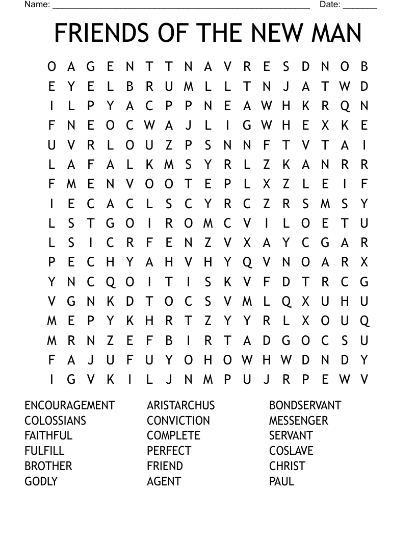FRIENDS OF THE NEW MAN Word Search