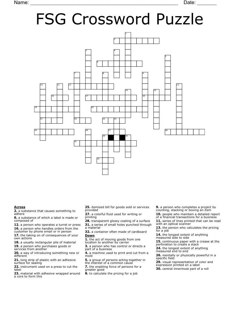 FSG Crossword Puzzle