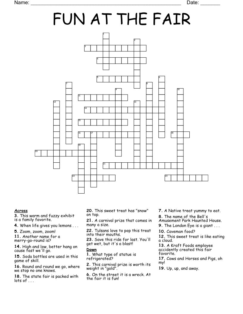 Carnival Word Search Crossword WordMint