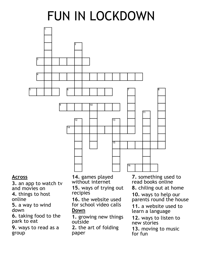 FUN IN LOCKDOWN Crossword