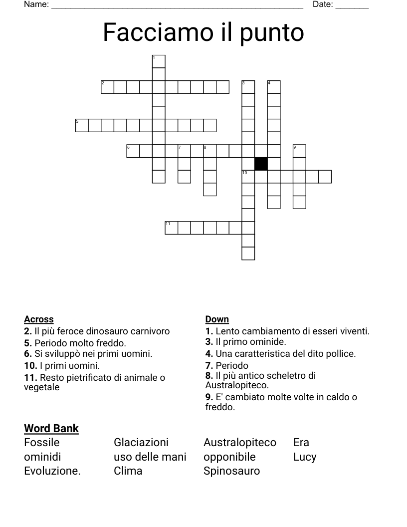 Facciamo il punto Crossword