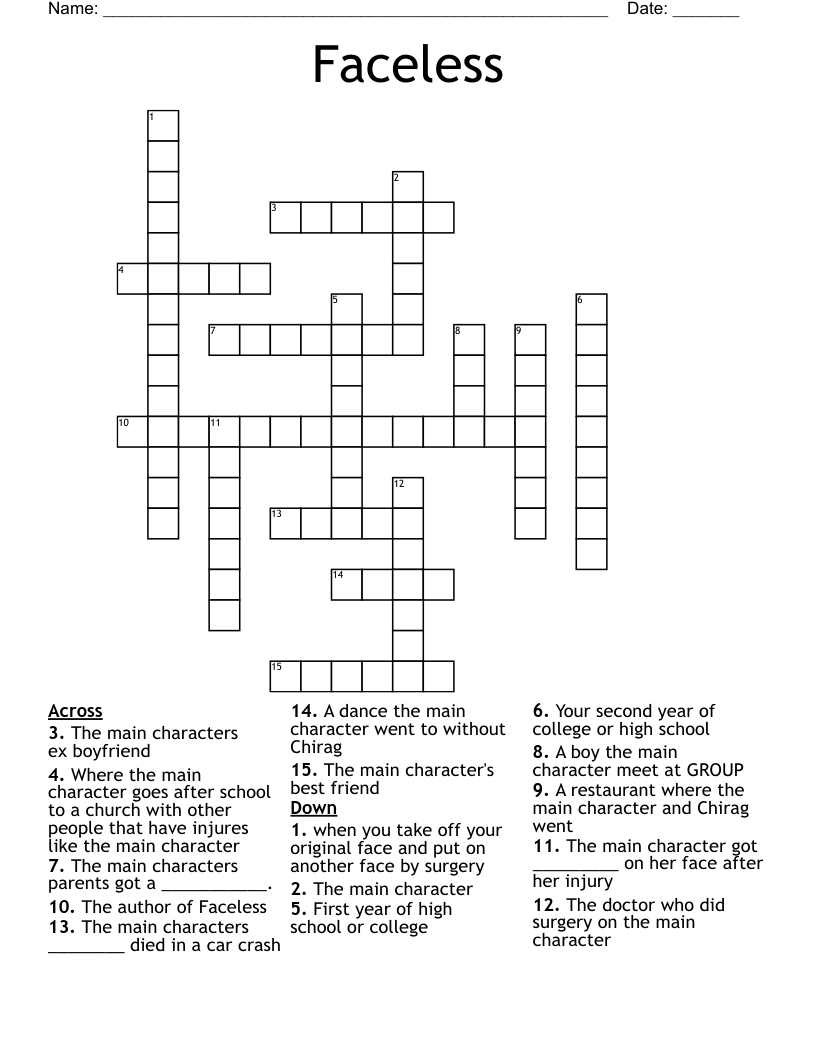Faceless Crossword