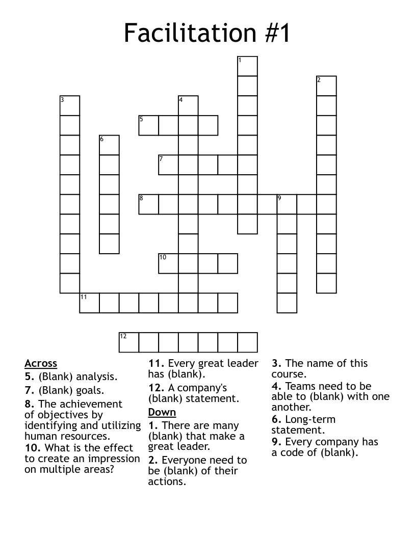 Facilitation #1 Crossword