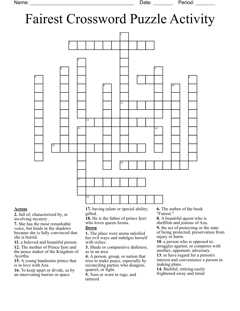 Fairest Crossword Puzzle Activity