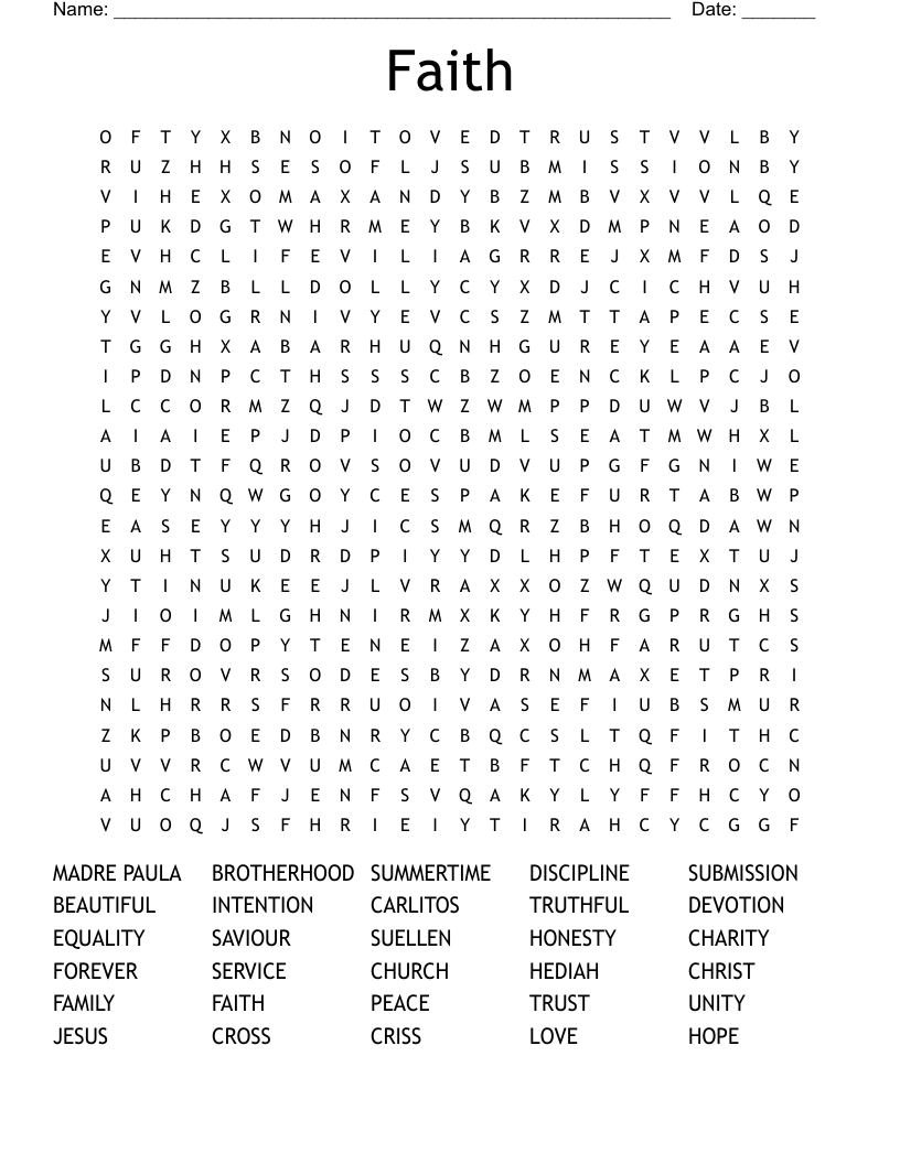 Faith Word Search WordMint