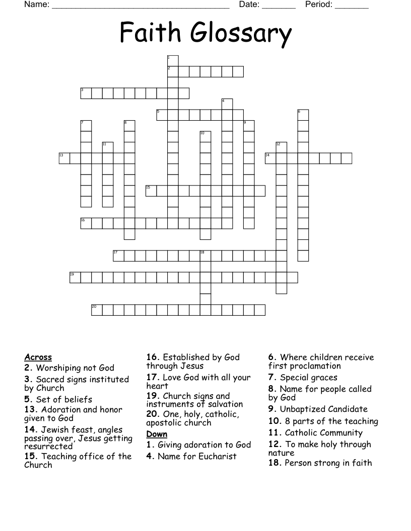 Faith Glossary Crossword