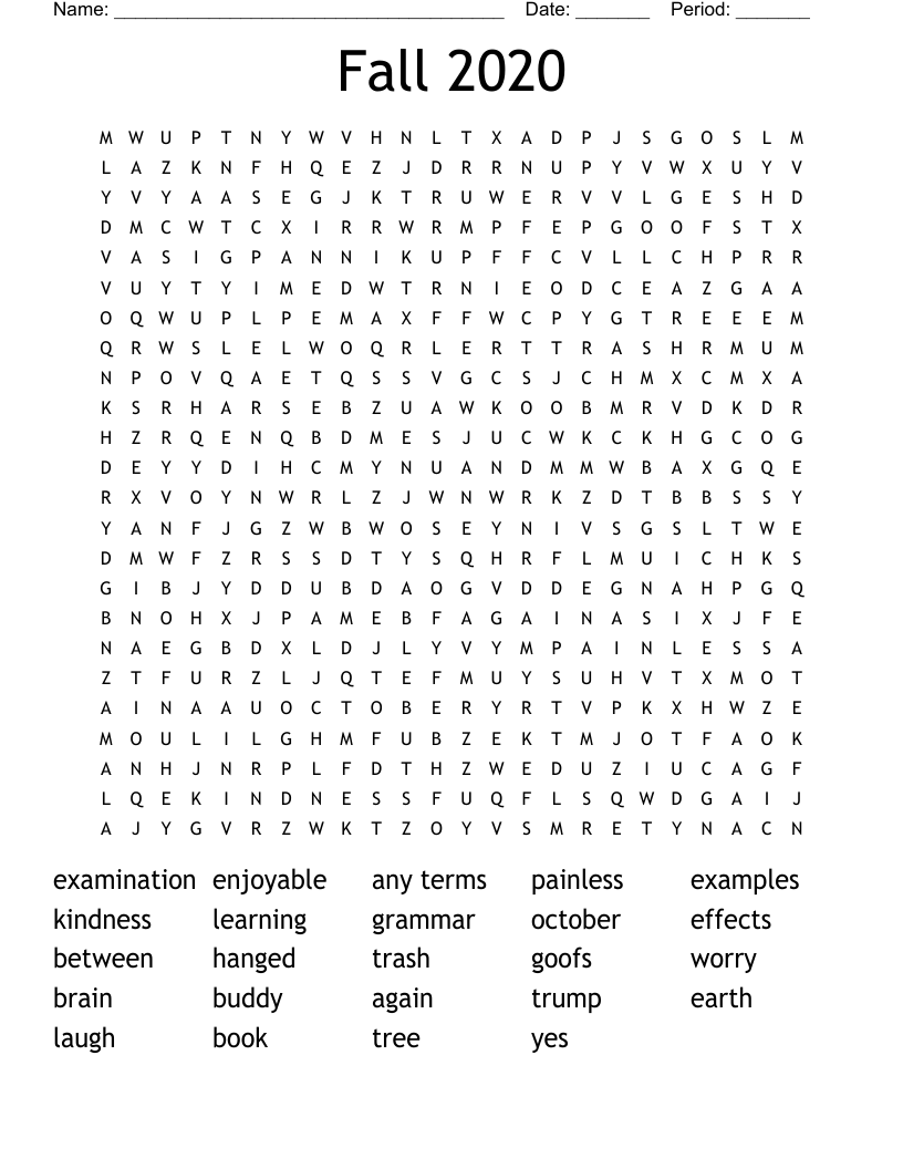 Fall 2020 Word Search