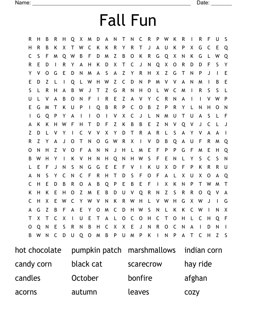 Fall Fun Word Search