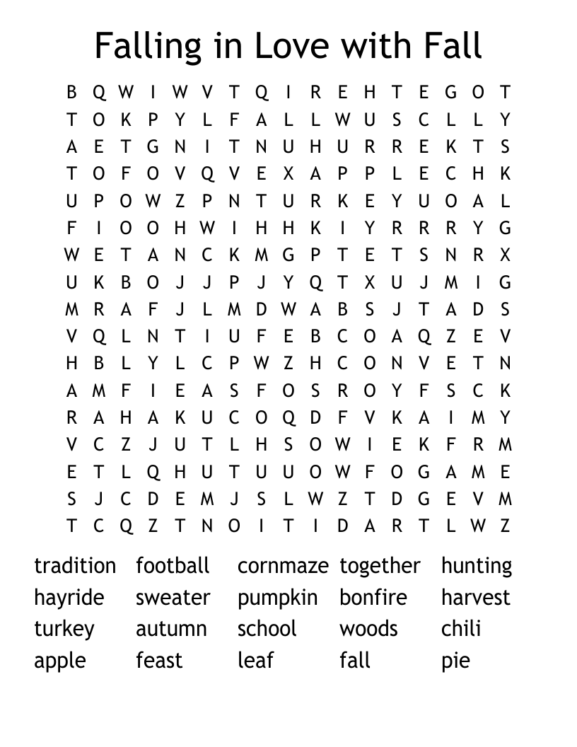 Falling in Love with Fall Word Search