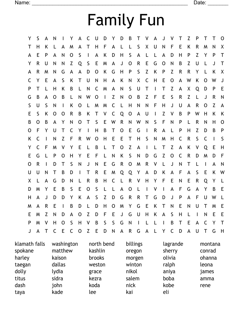 Family Fun Word Search WordMint