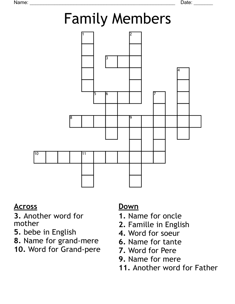 Family Members Crossword