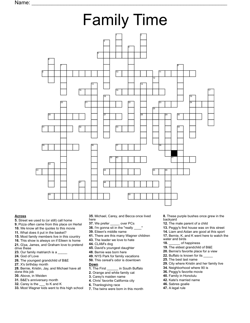 Family Time Crossword